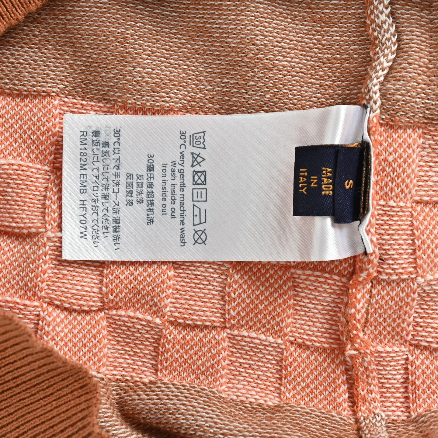 Louis Vuitton/Louis Vuitton 26ss leather striped checkerboard knitted Polo short sleeves